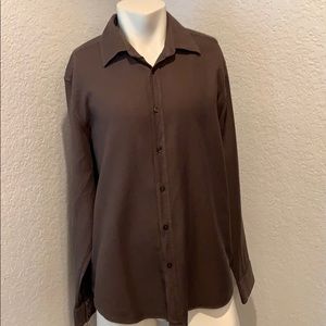 Hugo Boss Micro Check Brown Button Down Shirt